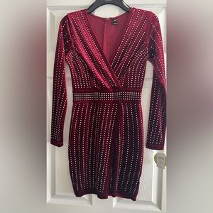 Long Sleeve Red and Rhinestone dress